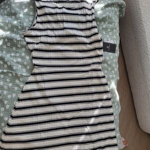 Volcom Black and White Striped Midi Dress